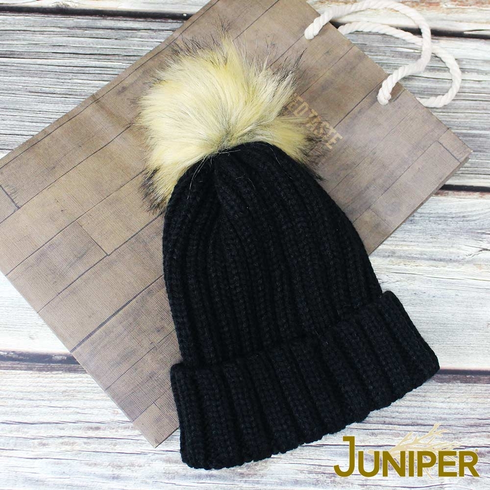 JUNIPER雙層加厚針織保暖防風毛線冬帽+可拆卸毛球