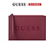 【GUESS】簡約素色LOGO拉鍊手拿包-酒紅 product thumbnail 1