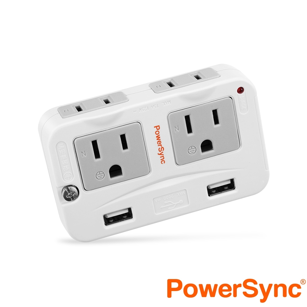 群加 Powersync 2孔+3孔+USB 2埠4插防雷擊壁插(TWTMN4SB)