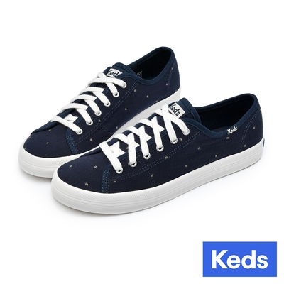 Keds KICKSTART 經典時尚縫線綁帶休閒鞋-深藍 9234W132229