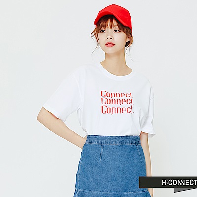H:CONNECT 韓國品牌 女裝 - CONNECT印字T-Shirt-白