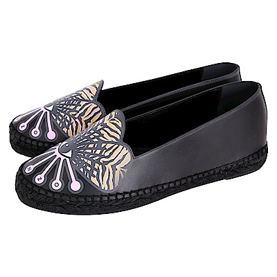 KENZO Flower Platform 花造型草編休閒鞋(黑色)