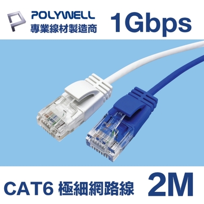 POLYWELL CAT6 極細高速網路線 2M