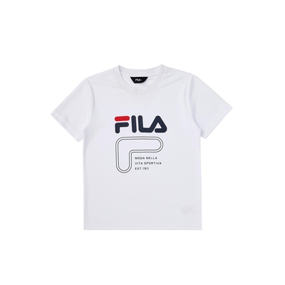 FILA KIDS 童吸濕排汗短袖上衣-白色