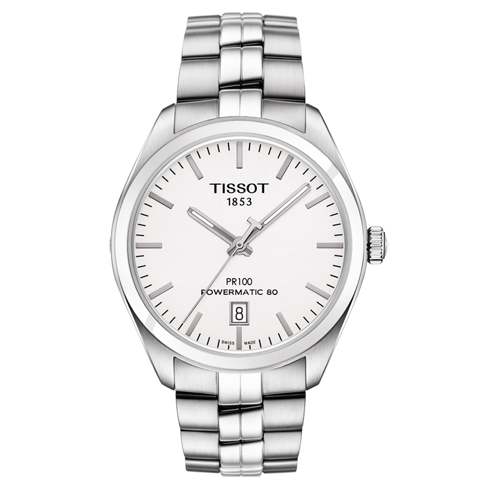 TISSOT 天梭官方授權PR100 Powermatic 80 機械腕錶迎春好禮-銀/39mm