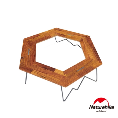 Naturehike 暮星戶外野餐燒烤可拼接木紋蜂巢型六角桌 露營桌 餐桌 附收納袋