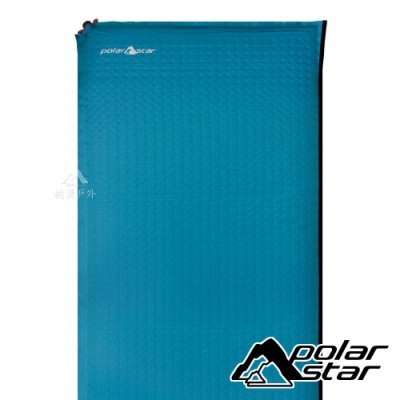 PolarStar【台灣製】自動充氣睡墊無枕頭6.35cm『青藍/小方格』P16800