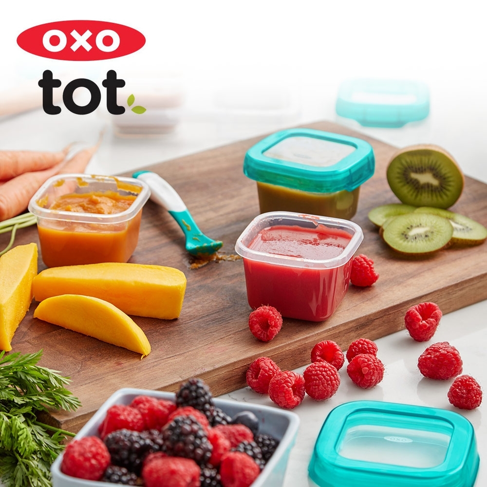 美國OXO tot 好滋味冷凍儲存盒(4oz)-靚藍綠
