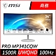 MSI微星 PRO MP341CQW 34型 UWQHD VA商用曲面螢幕 21:9 100Hz 內建喇叭 product thumbnail 1