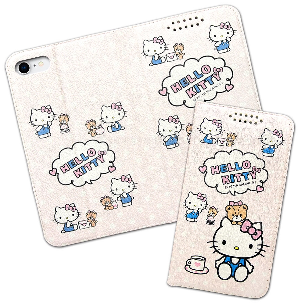 三麗鷗授權 Hello Kitty貓 iPhone SE 2020/SE2 粉嫩系列彩繪磁力皮套(小熊)