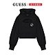 【GUESS】個性性感簍空長袖帽T-黑 product thumbnail 1