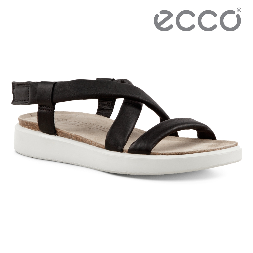 ECCO CORKSPHERE SANDAL W 北歐休閒交叉皮革涼鞋 女鞋 黑色