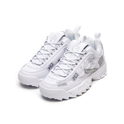 FILA DISRUPTOR II 110週年 女復古白色拼貼運動鞋-5-C