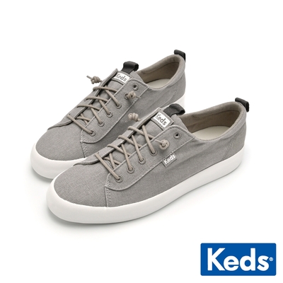 KEDS KICKBACK 舒適免綁帶帆布休閒鞋-灰 9231W123493