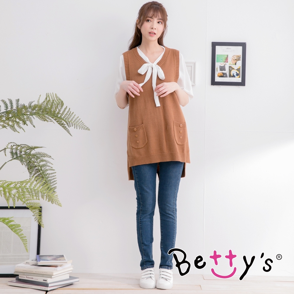 betty’s貝蒂思　鬆緊內刷毛牛仔褲(深藍)