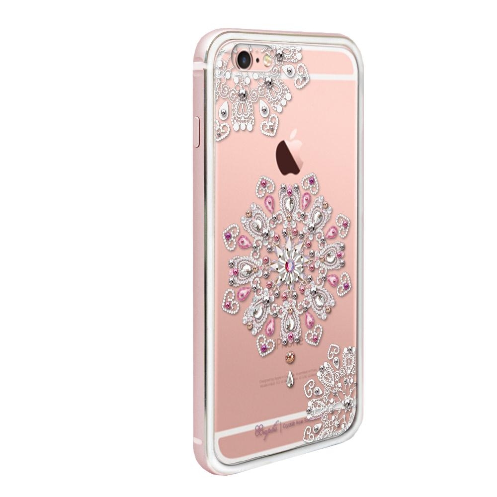 apbs iPhone6s / 6 4.7吋施華彩鑽鋁合金屬框手機殼-玫瑰金映雪戀