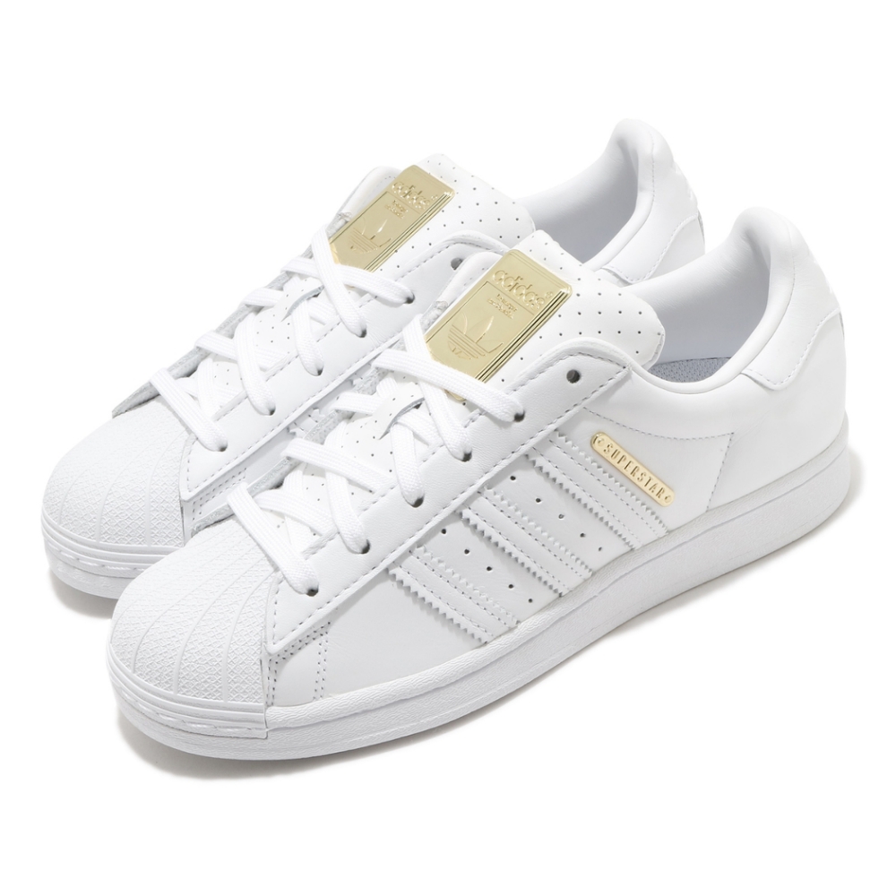 adidas 休閒鞋 Superstar 復古 低筒 女鞋 愛迪達 三葉草 皮革鞋面 點點 貝殼頭 白 金 FW3713