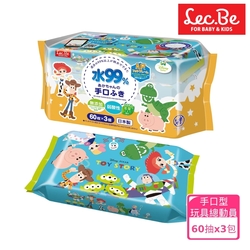 日本LEC 迪士尼口手專用純水99%濕紙巾-玩具總動員 60抽x3包入