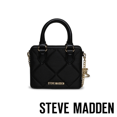 STEVE MADDEN-BAVAIL 緞面菱格紋磁吸式方型小包-黑色