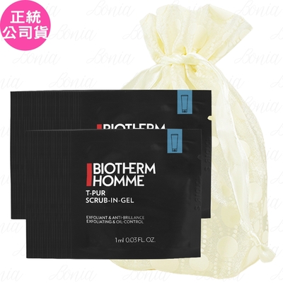 BIOTHERM 碧兒泉 長效控油海鹽潔面膠(1ml)*50旅行袋組(公司貨)