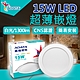 【ADATA 威剛】15W LED 超薄崁燈_15cm嵌入孔_白光 黃光 自然光 product thumbnail 1