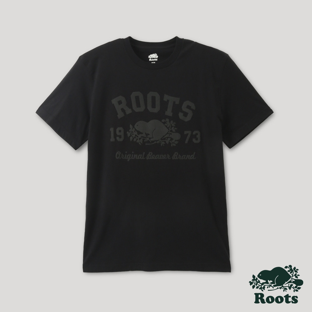 Roots 男裝- 經典海狸系列 短袖T恤-黑色