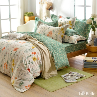 義大利La Belle 綠野青青 加大純棉防蹣抗菌吸濕排汗兩用被床包組
