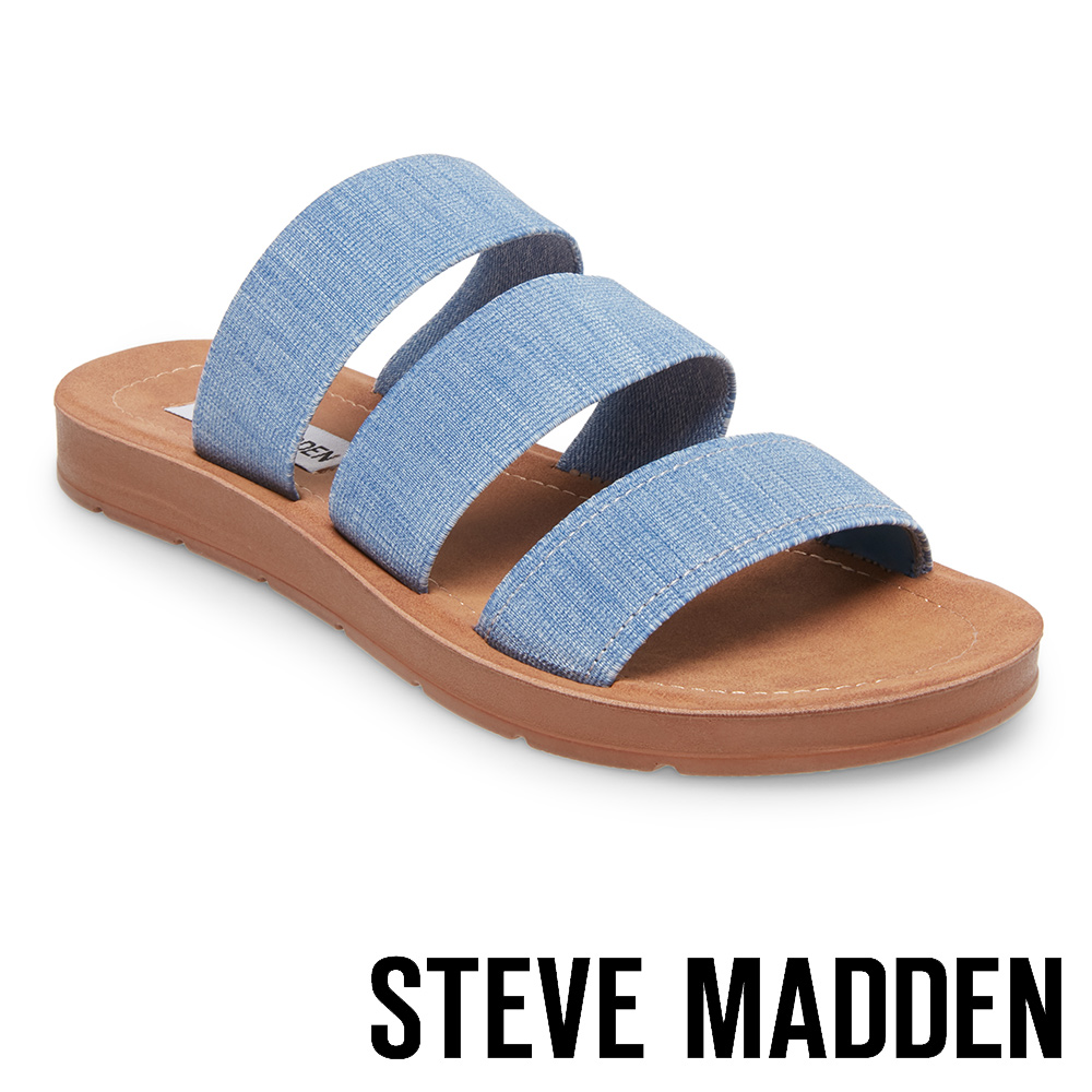 STEVE MADDEN-PASCALE 涼夏束帶平底涼鞋-藍色