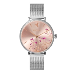 MANGO穩穩的幸福時尚米蘭帶腕錶-淡粉面/34mm