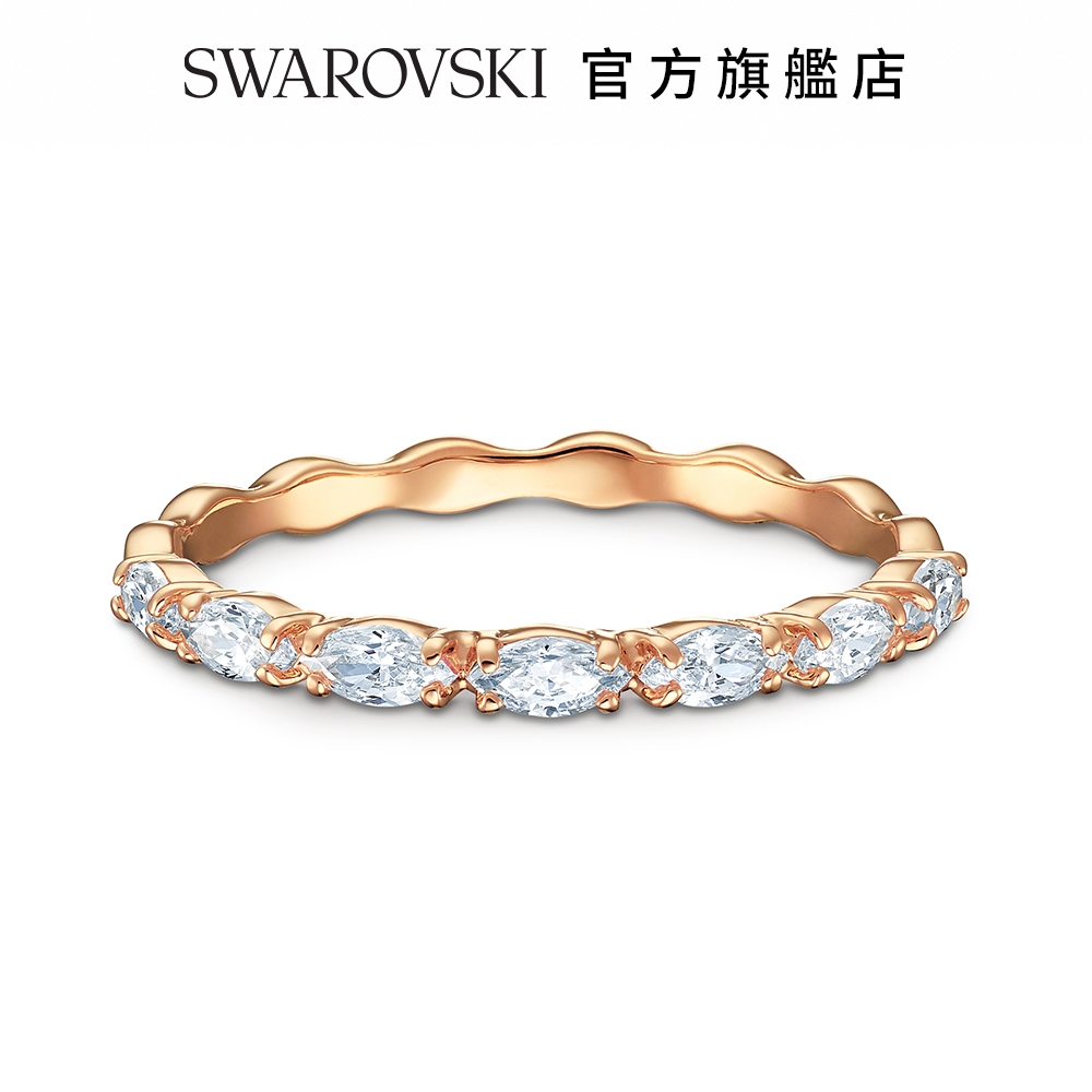 SWAROVSKI 施華洛世奇 Vittore 戒指 欖尖形切割, 白色, 鍍玫瑰金色調