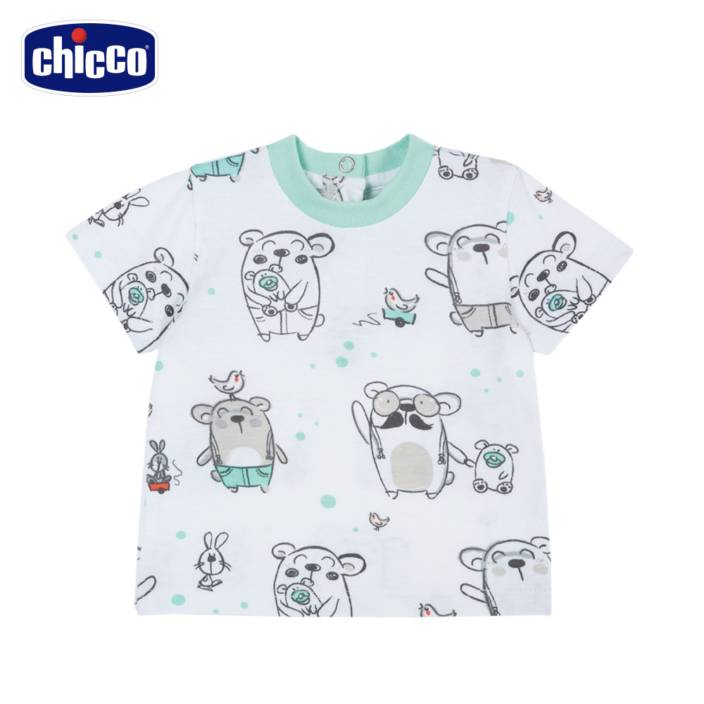 chicco-小熊家族-印花短袖上衣