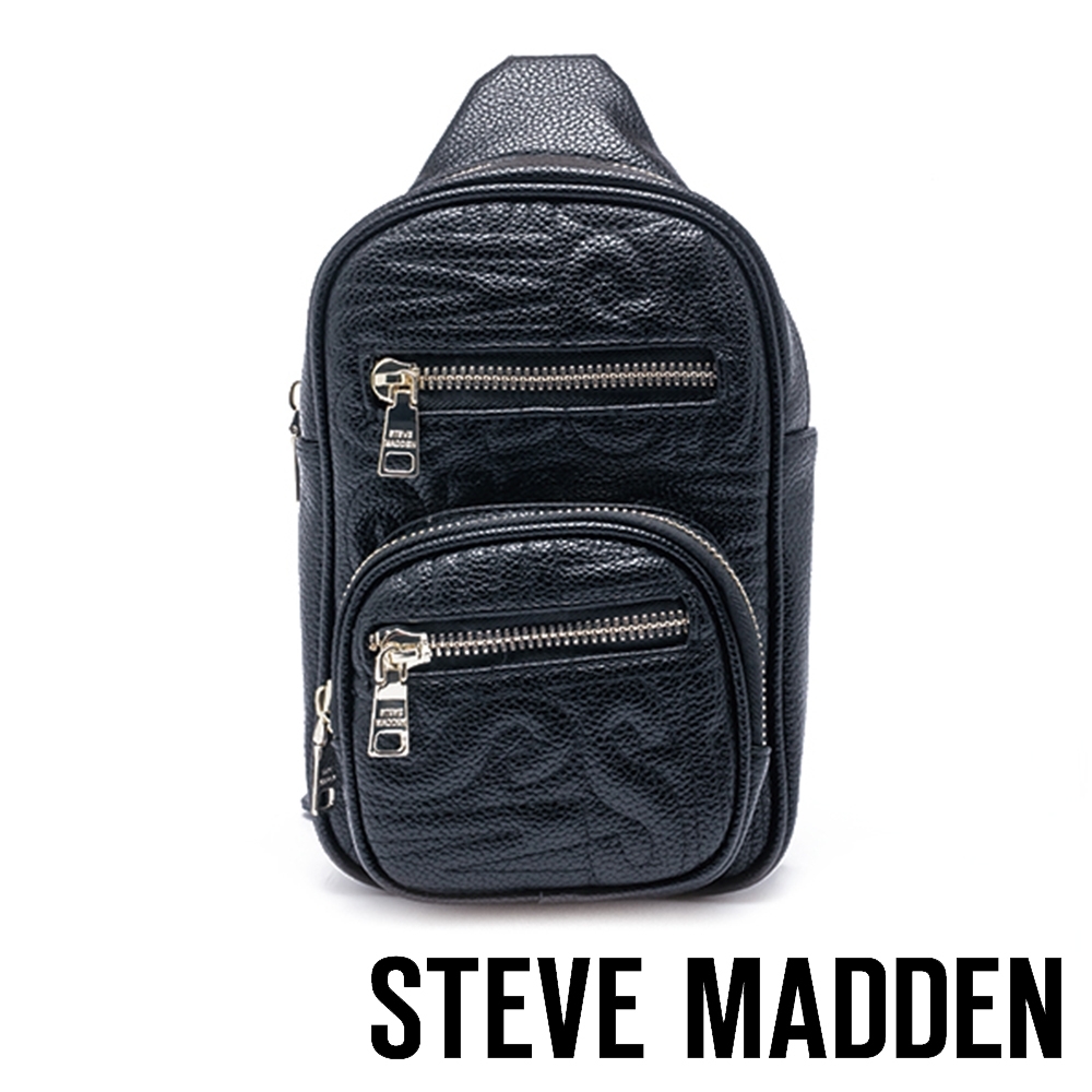 STEVE MADDEN-BDINAH 品牌LOGO壓紋潮流單肩背包-黑色