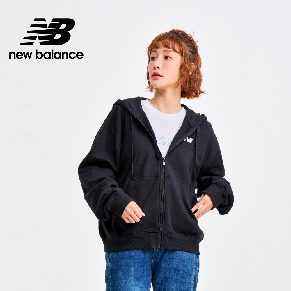 【New Balance】 刺繡NB休閒連帽外套_女性_黑色_WJ41501BK