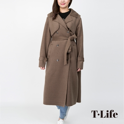 T.Life 冬日復甦輕奢絨毛長版大衣外套(2色)