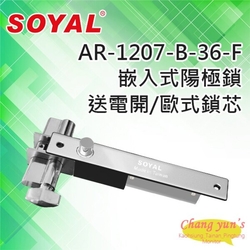 昌運監視器 SOYAL AR-1207B-36-F 鎖舌距離36mm有歐式鎖芯(旋鈕+鑰匙孔) 送電開 陽極鎖 鎖體205(H)x32(W)x32(D)