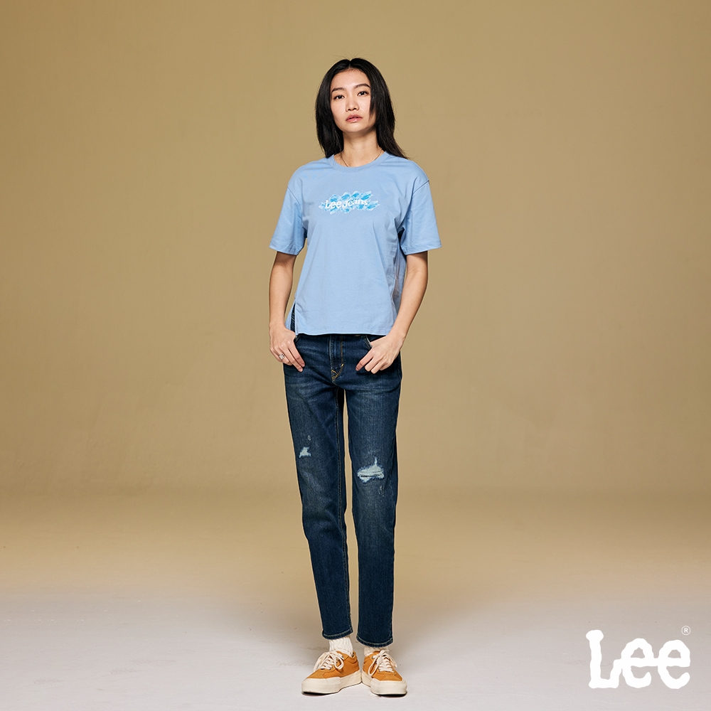 Lee 女款 413 高腰標準小直筒牛仔褲 中深藍洗水