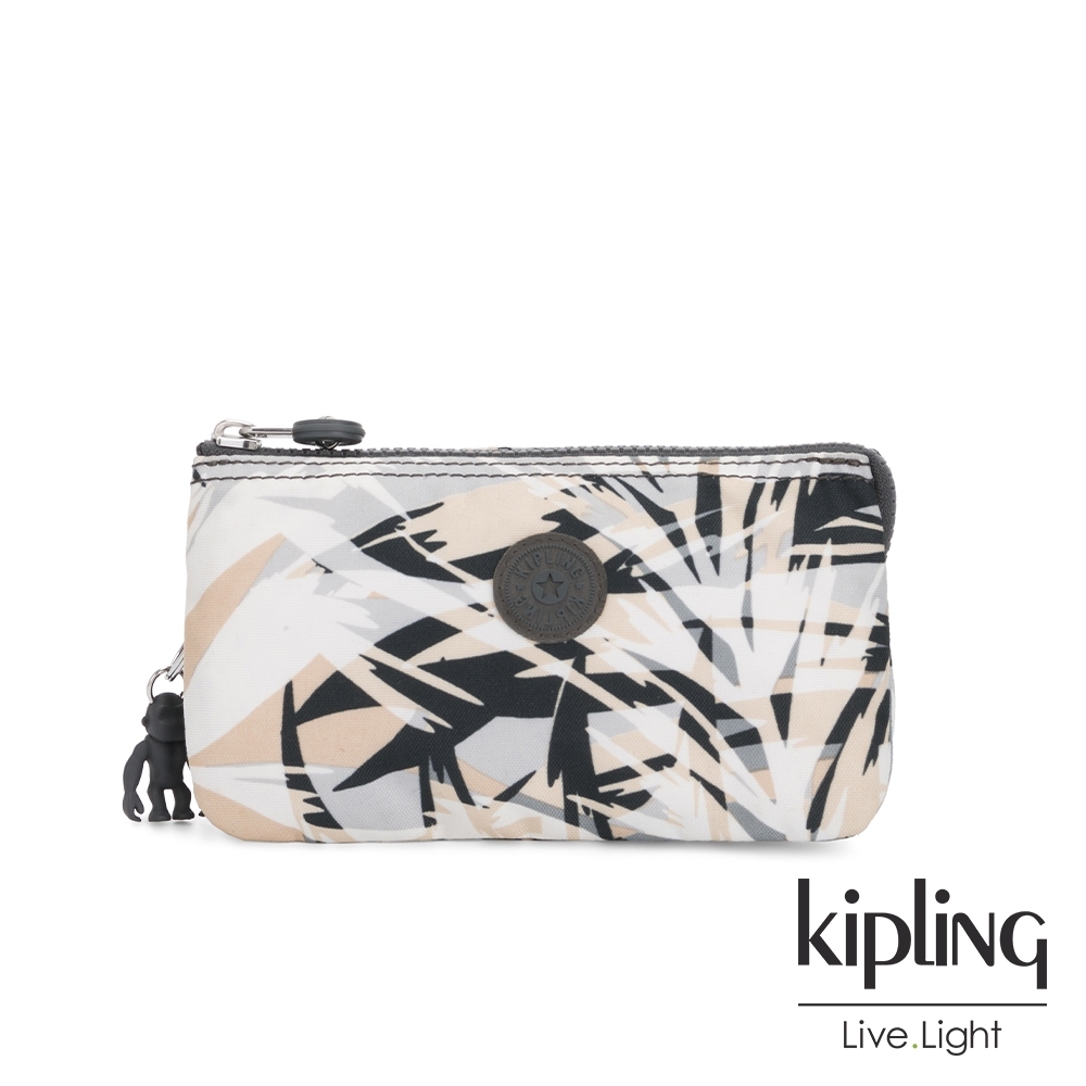 Kipling 夏日棕櫚印花三夾層配件包-CREATIVITY L