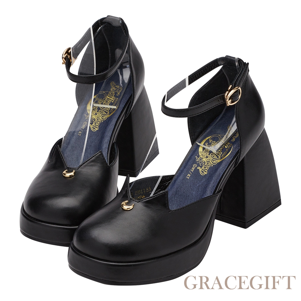 【Grace Gift】美少女戰士Crystal黑貓露娜高跟瑪莉珍鞋 黑
