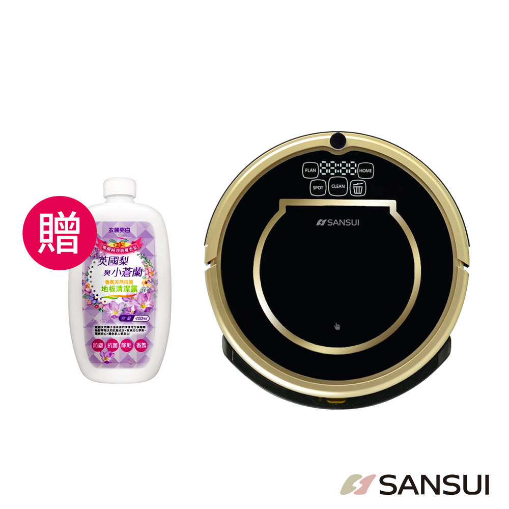 SANSUI山水Wifi無線智慧掃地機器人(黑金)SC-A3贈小蒼蘭地板清潔劑400ml