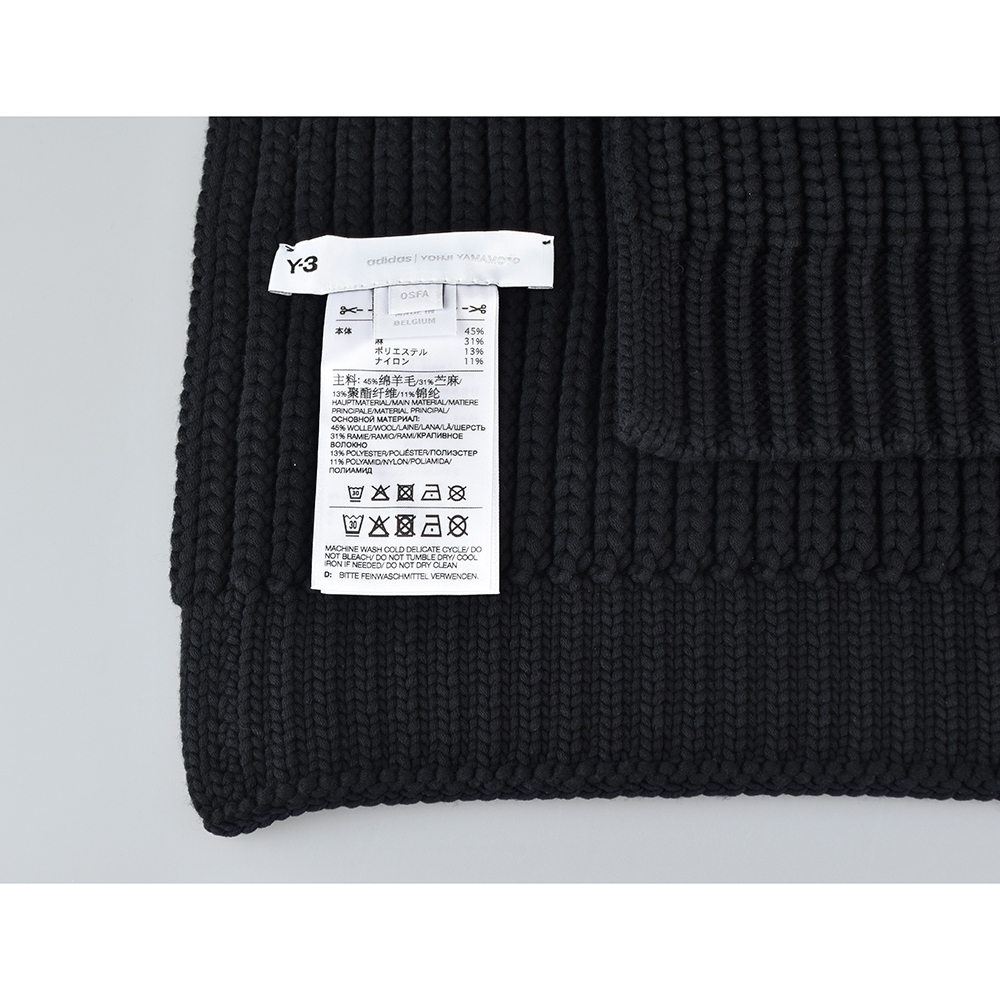 Adidas Y-3 CH3 POCKET SCARF橡膠LOGO針織口袋圍巾(黑)