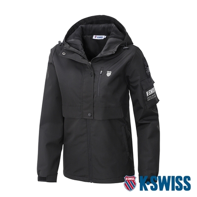 K-SWISS Windbreaker 刷毛防風外套-女-黑