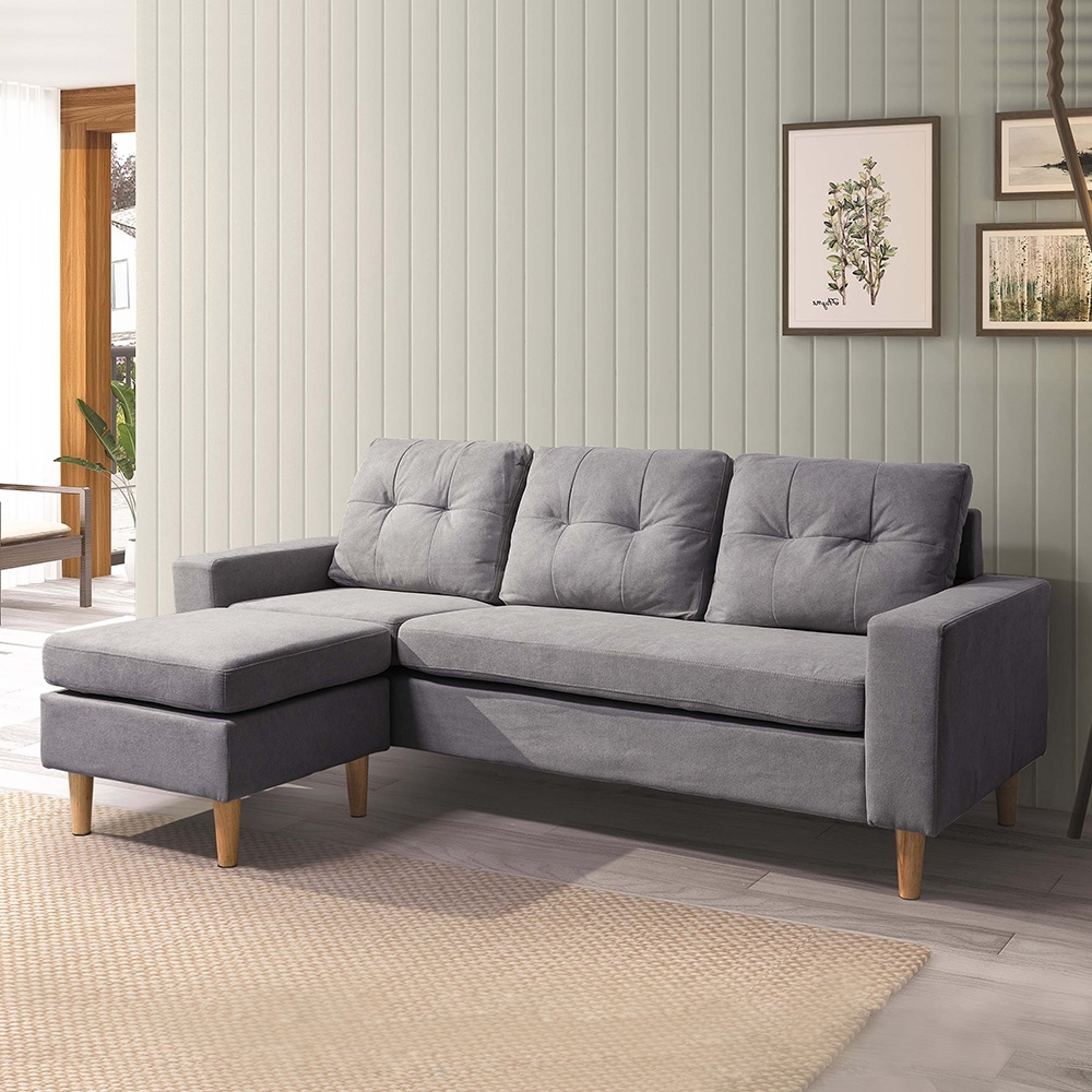 Boden-克羅斯L型淺灰色布沙發(三人座+腳凳)