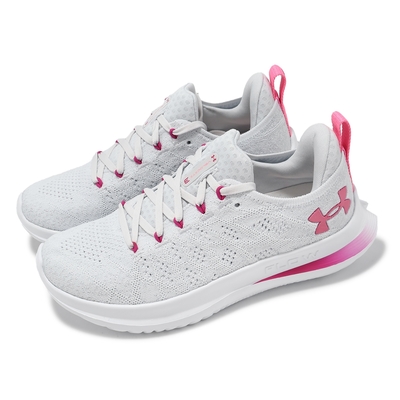 Under Armour 慢跑鞋 W Velociti 3 女鞋 白 粉 針織 緩衝 運動鞋 UA 3026124105