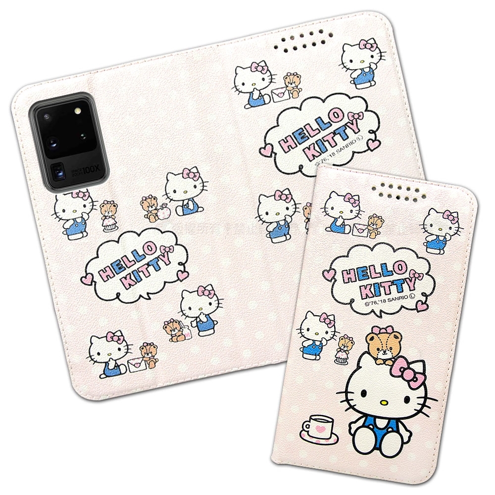 三麗鷗授權 Hello Kitty貓 三星 Samsung Galaxy S20 Ultra 粉嫩系列彩繪磁力皮套(小熊)