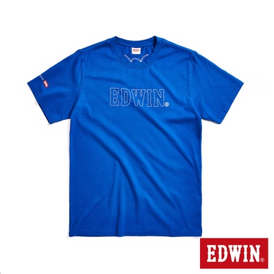 EDWIN 紅標 繡線LOGO短袖T恤-男-藍色