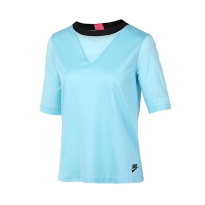 Nike Sportswear Bonded 女款 藍色 休閒 圓弧 短袖 829756-499