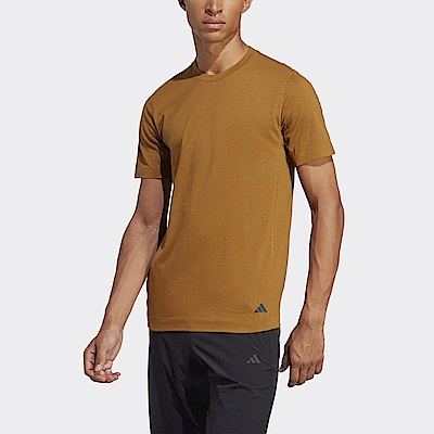 Adidas Yoga Tee [HT4383] 男 短袖 上衣 亞洲版 瑜珈 訓練 運動 吸濕排汗 修身 有機棉 棕