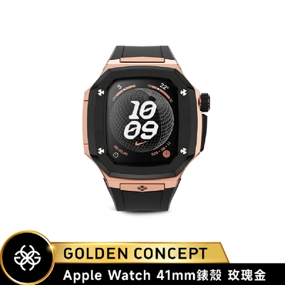 【Golden Concept】Apple Watch 41mm錶殼 玫瑰金錶框 黑橡膠錶帶 WC-SPIII41-RG-BK