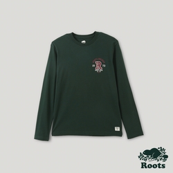 Roots 男裝- 城市悠遊系列 曲棍球元素長袖T恤-深綠色