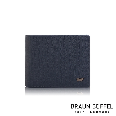 【BRAUN BUFFEL 德國小金牛】台灣總代理 維克多-A 8卡男夾 (網路限定)-藍色/BF370-313-NY